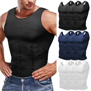 3 PACK Mens Compression Tank Tops 2 PACK Menswears Body Shaper Tighten Tummy Vest Shaping Workout Shapewear Gym Sports  Breathable Shirts Base Layer Muscle Underwear