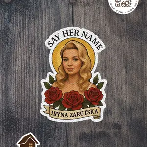In Memory Sticker – “Say Her Name Iryna Zarutska” – Memorial Rose Decals – Tribute Keepsake – 3” Six Pack