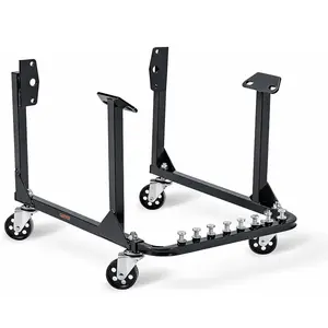 Engine Cradle with Wheels - Heavy Duty Steel Support Bracket, 750 lbs Capacity, 4 Swivel Casters, Black, Fits Chevrolet Small & Big Block - Color: Black | 3" Heavy Duty Steel Wheel