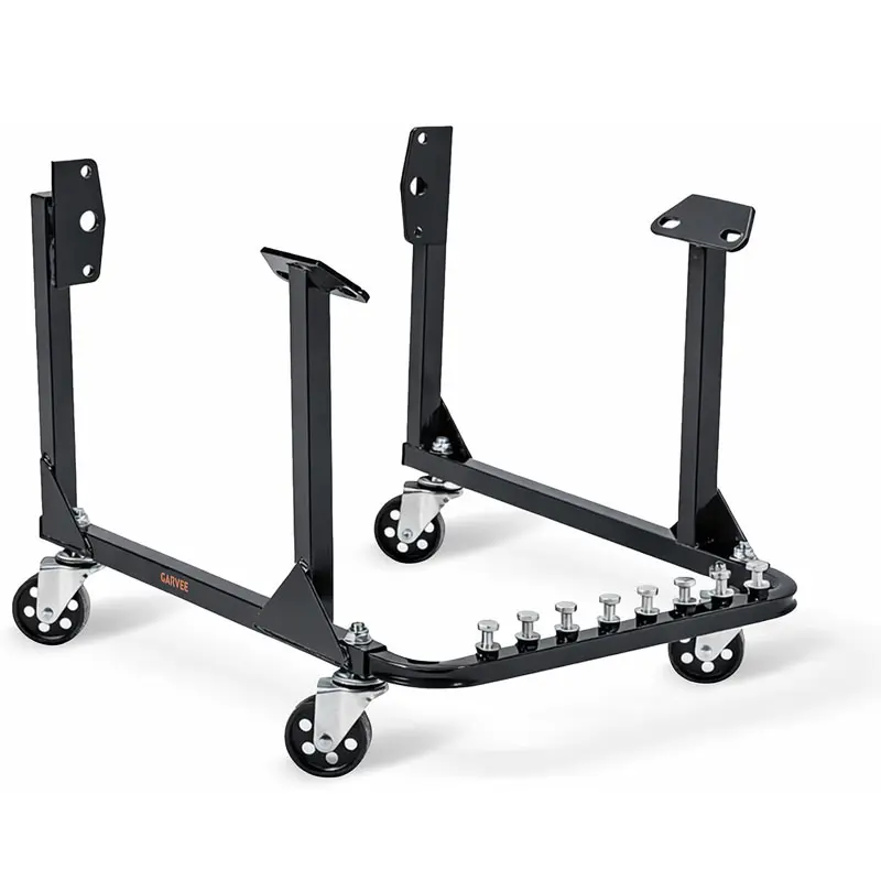 Engine Cradle with Wheels - Heavy Duty Steel Support Bracket, 750 lbs Capacity, 4 Swivel Casters, Black, Fits Chevrolet Small & Big Block - Color: Black | 3" Heavy Duty Steel Wheel