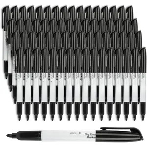 Dry Erase Markers 128 Pack, Black Whiteboard Markers, Fine Tip, Low Odor, Bulk Dry Erase Marker For Office,  and School Supplies