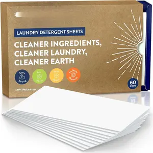 Liquidless Laundry Detergent Sheets - Ultra-Concentrated, Space-Saving, Plastic-Free - No Dyes, , or  - 60 Strips (120 Loads) - Unscented
