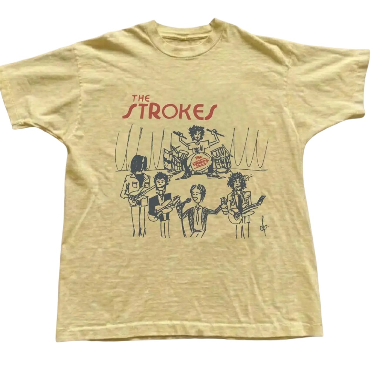The Strokes Yellow Graphic T-Shirt, Vintage Band Tee, Retro Indie Rock Shirt, Alternative Music Graphic Tee, Y2K Concert Style Unisex Shirt for Men Women