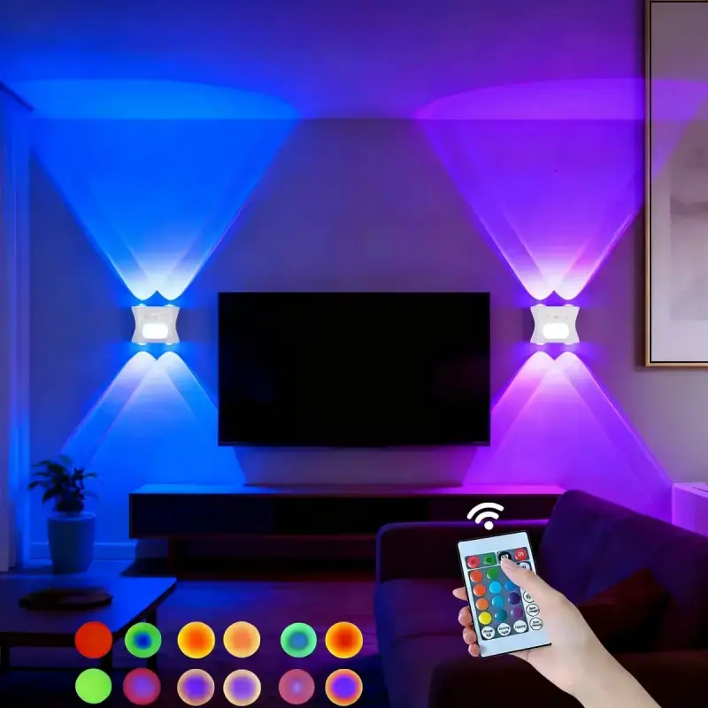Motion Sensor Wall Light with Remote, Battery Operated Wall Sconce | LED Wall Lamp 16 RGB Colors & 3 Color Temp, Magnetic Motion Sensor Light Indoor for Hallway Stairs Closet Bedroom