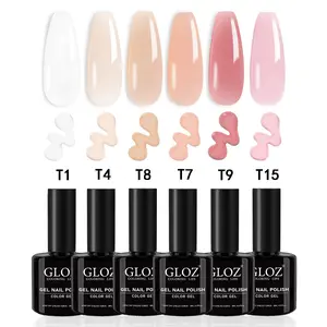 GLOZ 6-Color Gel Nail Polish Glitter Set, Sparkle Glow Soak-Off UV Nail Gel Kit for Salon & DIY Nail Art Design