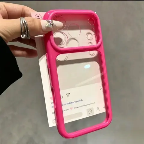 Phone Case - Fashion Candy Color Frame Glossy Transparent Phone Case Compatible with iPhone 18 Pro Max 17 Pro Max 17 Pro 17 16 Pro Max 16 Pro 16 15 Pro Max 15 Pro 15 14 Pro 13 12 11 Pro Max 17Air Clear Shockproof Back Cover