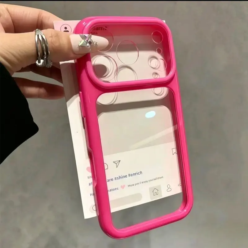 Phone Case - Fashion Candy Color Frame Glossy Transparent Phone Case Compatible with iPhone 18 Pro Max 17 Pro Max 17 Pro 17 16 Pro Max 16 Pro 16 15 Pro Max 15 Pro 15 14 Pro 13 12 11 Pro Max 17Air Clear Shockproof Back Cover