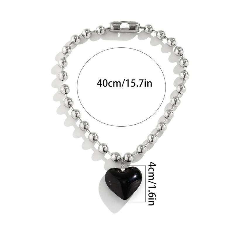 Round Bead Chain Crystal Love Necklace Temperament Cold Wind Heart Round Bead Chain Crystal Love Necklace Temperament Cold Wind Heart