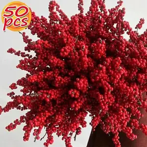 Christmas Red Berries Artificial Red Berries Stems Branches DIY Wreaths Xmas Tree Ornaments Party Displays Decoration