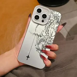 Apple Protection Shell Tpu Phone Case, Color Silver Angel Design, Compatible with iPhone Models, Perfect Gift for Women & Teens