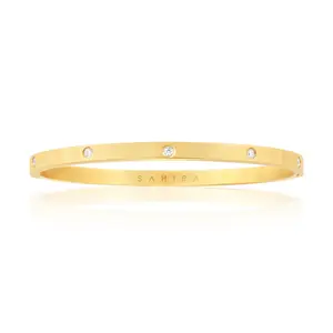 Elsie Eternity Bracelet - Gold Band with Center Stone, Simple Design, Elegant Style