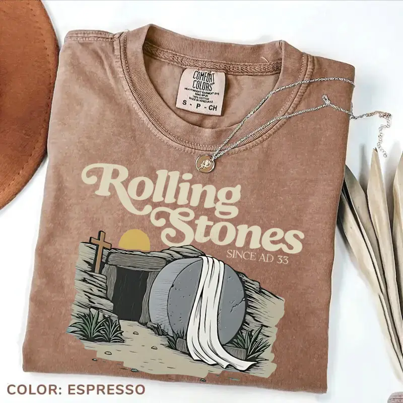 Comfort Colors Rolling Stones T-Shirt, Trendy Easter Clothing, Cotton Crewneck Unisex Pull Over T-Shirt Apparel