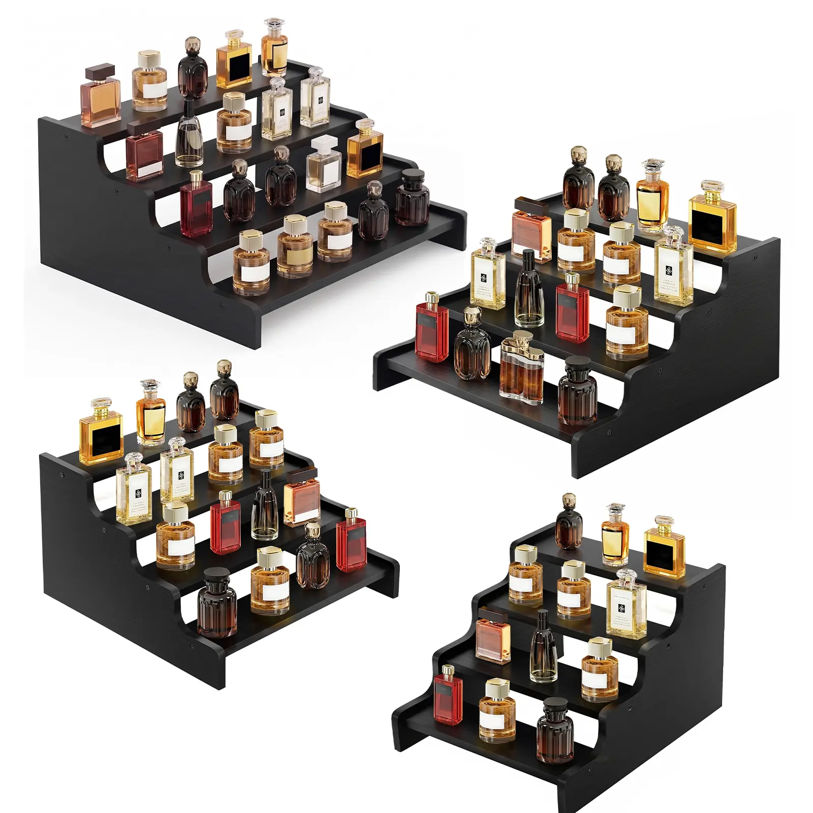 Wooden Cologne Organizer for Men, Perfume Organizer Stand, Cologne Stand with Anti-Slip Washers, Wooden Display Risers Stand for Figures, Fragrances, Dessert, Cupcake, Makeup