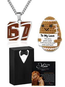 Men's Personalized Sports Jersey Number Necklace, Stainless Steel Athlete Pendant Chain, Baseball/basketball/football Team Motivational Gift