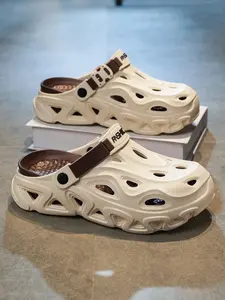 Men's Thick Chunky Platform Air Cushion Clogs, Convertible Heel Strap, Breathable Hollow-Out Upper, Visible Shock-Absorbing Midsole, Non-Slip Outsole, Streetwear Shoes for Daily Wear