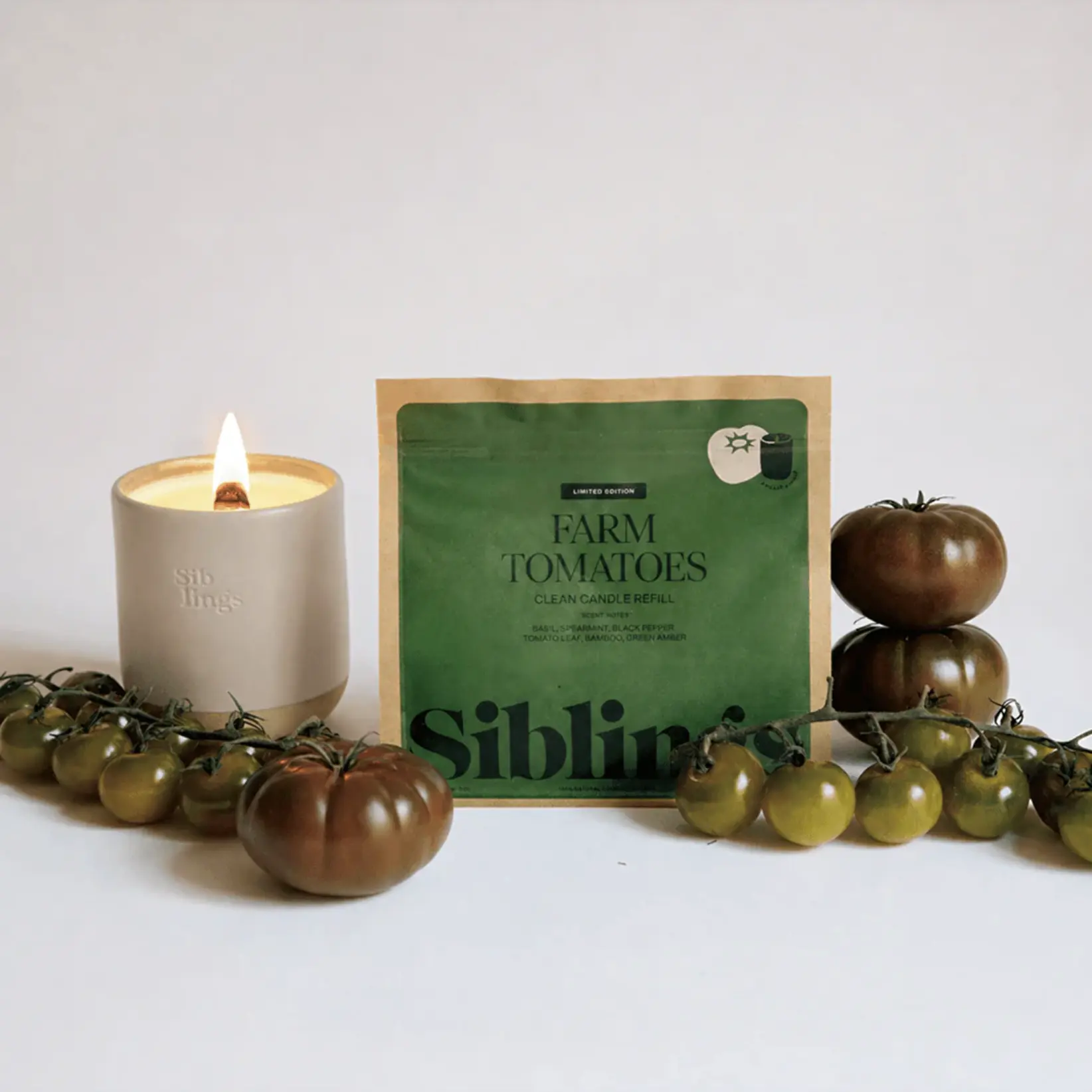 Refillable Candle Ritual Set • Farm Tomatoes • 10 oz • Ceramic Vessel + Wick Trimmer