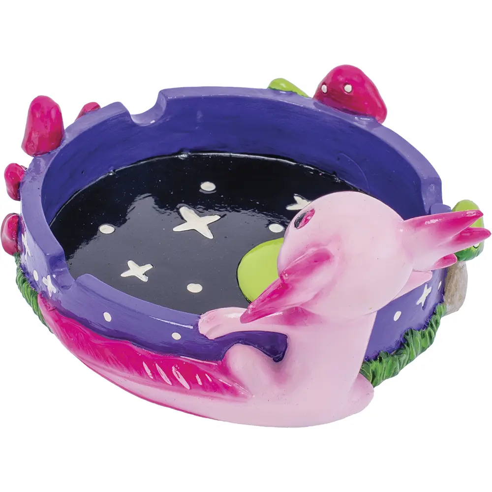 Pink Axolotl Novelty Ashtray with Star & Mushroom