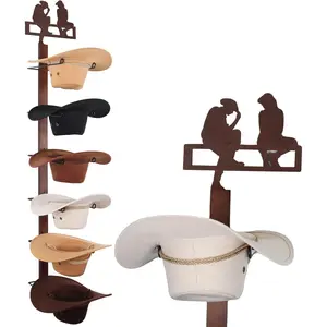 Cowboy Hat Rack Holder for Wall -  Western Style Design Hat Organizer with 6 Hat Hooks for Wall Mount, Hat Stand and Hanger for Storage and Organization (Cowboy Lover)