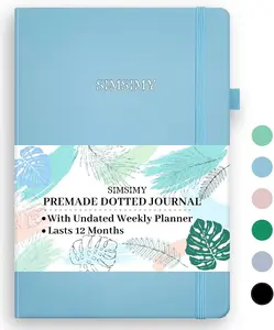 Premade Bullet Dotted Journal with Undated Weekly Monthly Planner, Notebook for Goals Gratitude Budget Exercise Habits Mood Sleep Tracker - 12 Month