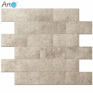 Art3D 10-Pack Self-Adhesive Backsplash Wall Tiles with Faux Natural Stone Appearance, Plastic Panels in Subway Tile Design