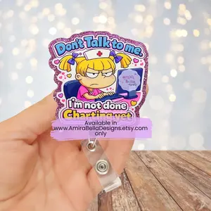 Funny Rugrats Inspired Nurse Badge Reel, Code Blue Humor Badge Holder, Cute Cartoon Nurse Badge Reel, RN, Nurse Gift, Nursing Student Gift