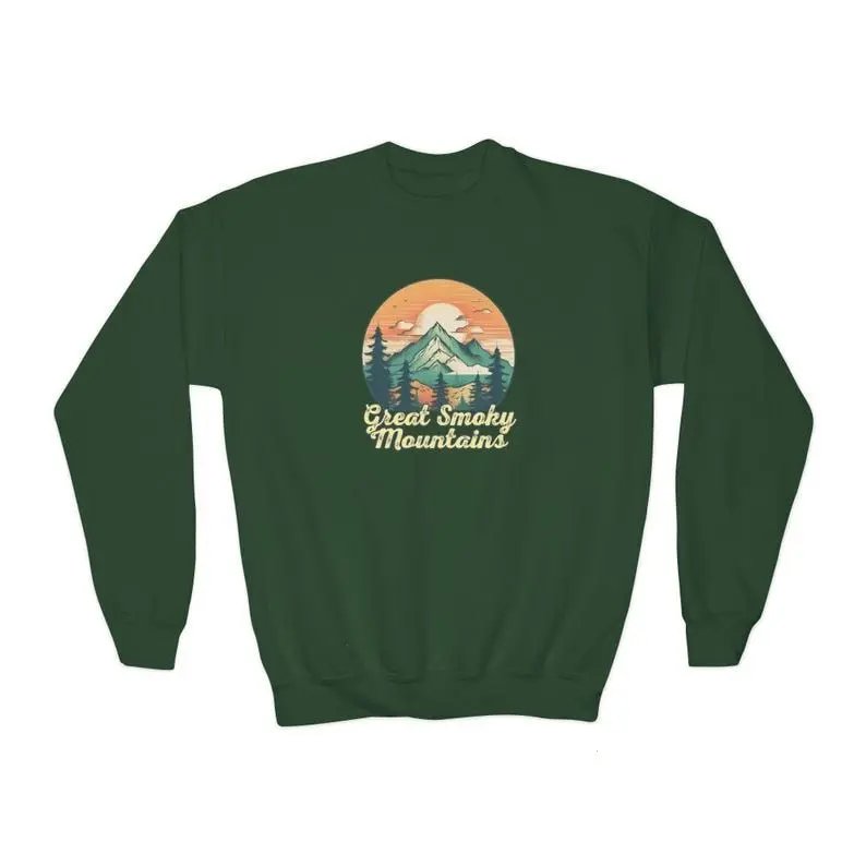 [Sale off up to 50%] Great Smoky Mountains Youth Crewneck Sweatshirt, streetwear graphic tee