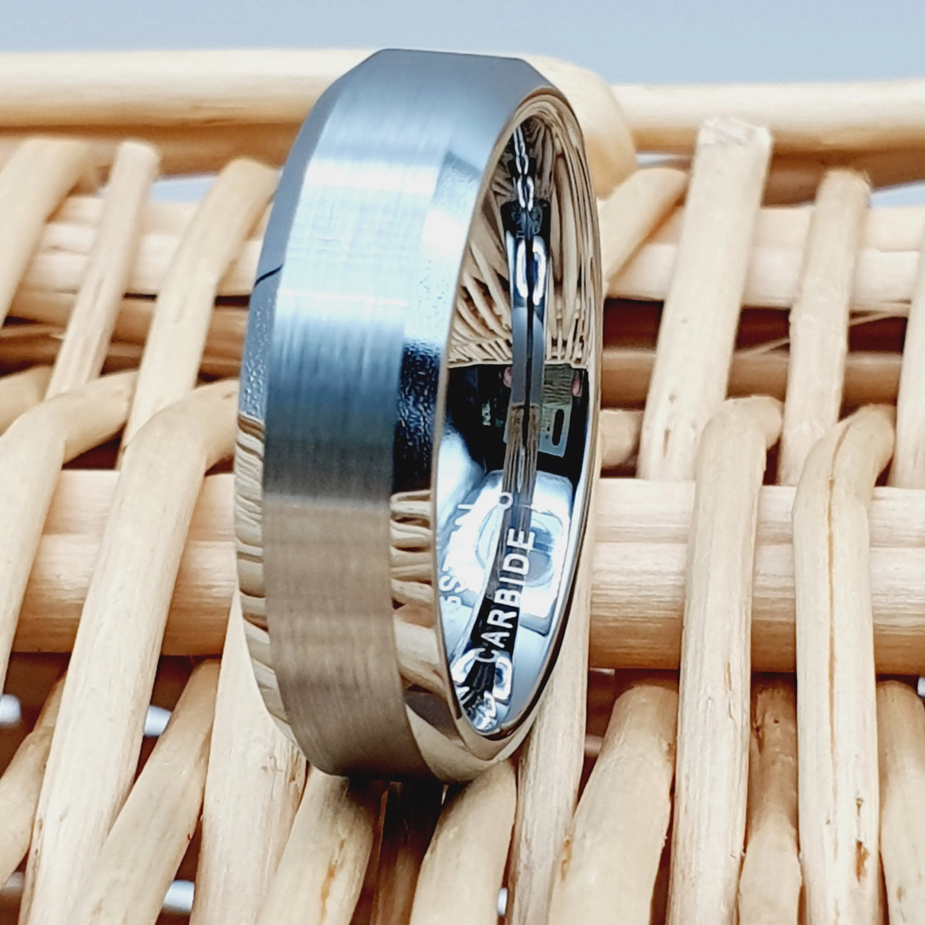 Personalized  Tungsten Wedding Ring for Men - 6mm Brushed Finish