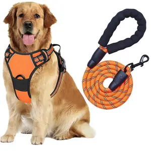 Adjustable No Pull Dog Harness with Reflective Strips, Anti-Pull Swivel Leash, Easy Control, Suitable for Small to Large Dogs, Outdoor Pet Vest