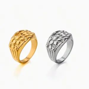 1 Fashion Stainless Steel Ring for Women, Men Hip-Hop Punk Nugget Ring Suitable for Daily Wear for a Stylish Look