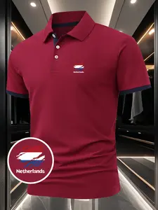 Men's Summer Short-Sleeve Polo Shirt - Netherlands Flag Print Design, Minimalist & Stylish, Breathable & Comfortable, Suitable for Daily Wear, Sports & Fitness, Business Gatherings, A Must-Have Casual Shirt for Mature Men