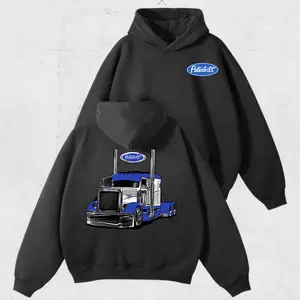 Peterbilt Graphic Trucker T-Shirt, Sweater, Hoodie, Blue Semi Truck Diesel Hauler Style, Freight Driver Outfit, American Long Haul Road Gift