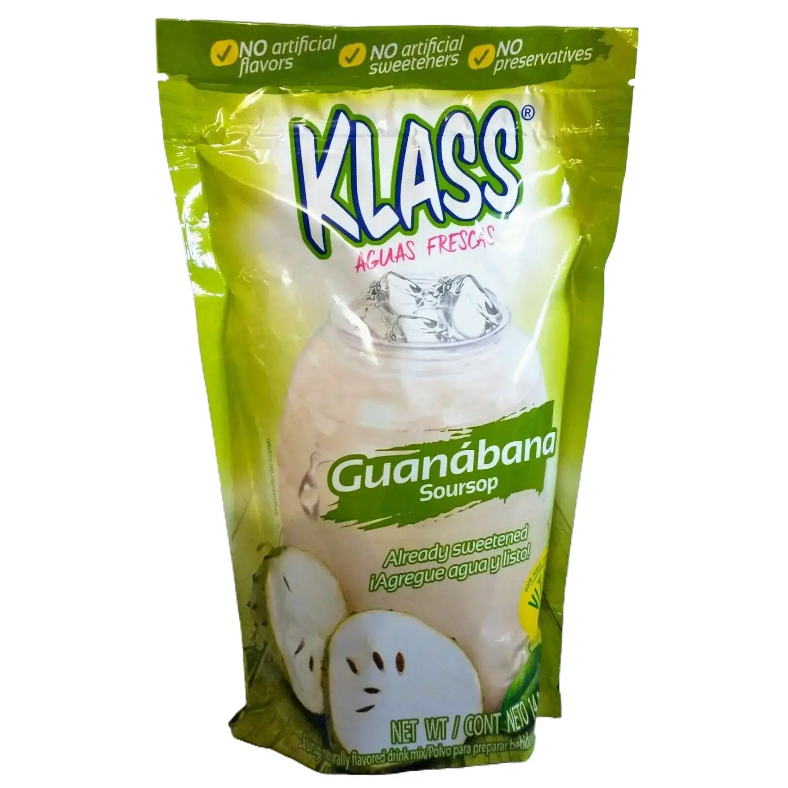 Klass Aguas Frescas Soursop (Guanabana) Drink Mix 14.1 Oz. Package Beverage Mix