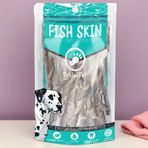 Single Ingredient Cod Skin Dog Treats - Wild Caught Icelandic Fish - Dehydrated Training Chews - Grain Free - Omega 3 Support - 6 oz