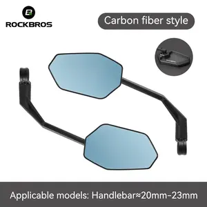 ROCKBROS Adjustable Handlebar Bike Rearview Mirror with Anti-Glare Glass Carbon Fiber Style 360° Rotation for 21-31.8mm Handlebars
