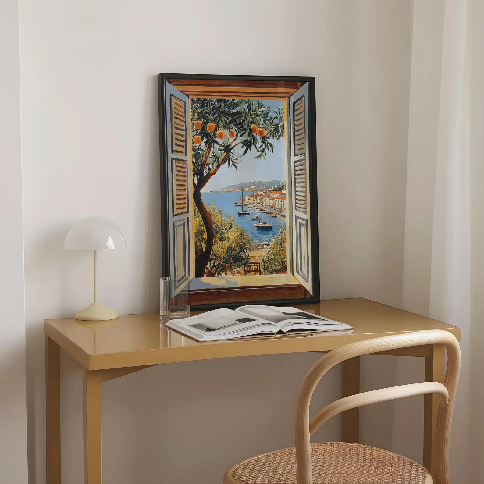 Open Window Henri Matisse Print, Henri Matisse Style Fauvism Painting, Modern Exhibition, Mediterranean Sea, Orange Tree, Coastal View Boats Decor