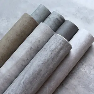 Grey wallpaper, self-adhesive cement grey sticker, waterproof aged mottled pattern background wall paper, industrial style retro wall sticker, 40CM*500CM(15.74IN*196.85IN), Decorative Wallpaper