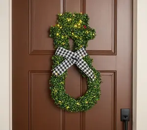 Girl Next Door Illuminated Faux Boxwood Holiday Wreath