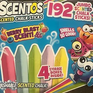 SCENTOS Scented 192-Count Chalk Pack - 192 Pieces of Vibrant Colors, Berry Blast Scent, Washable, Inspiring Creativity for Children