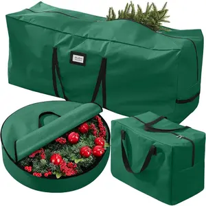 3 Pack Christmas Tree Storage Bag, for 7.5 Ft Artificial Trees up, Durable Waterproof With Reinforced Carrying Handles, Xmas Holiday Garland Bag Storage Case (7.5 Ft, Green)