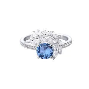 Blue Special Synthetic Moissanite Engagement Ring Band Sterling Silver D Color VVS 1 Moissanite Ring For Women 925 Engagement jewelry education
