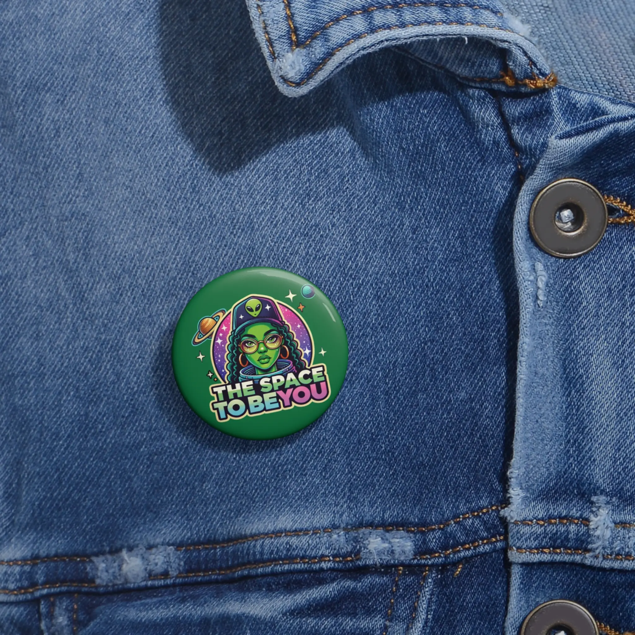 The Outer Space Logo Pin Button - Custom Outer Space Badge, Astronaut Pinback, Galaxy Artist Gift, Universe Accessory, Celestial Theme Pin