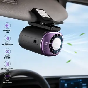 MAISIKE Car Fan Clip On Fan – 199 Speed USB Rechargeable Portable Mini Fan, 360° Rotating Strong Clamp LED Display, for Car Office Camping Travel Summer Battery Powered Fan Belt Clip Fan