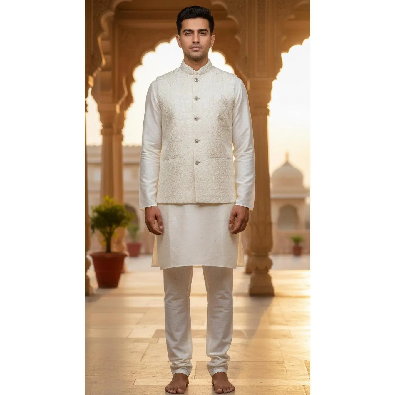 Waistcoat Kurta 3 Piece Set