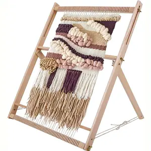 Weaving Loom Kit,25.2"*19.3" Wooden Tapestry Looms with Stand,Wooden Multi-Craft Weaving Loom with Comb for Beginner Adults