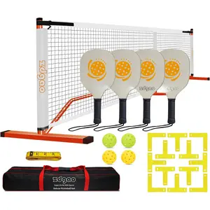 Pickleball Set with Net for Driveway, 22 FT Regulation Size Pickle Ball Net Set with Pickleballs, Court Markers and Carry Bag, Steady Metal Frame for Outdoor, Indoor Court