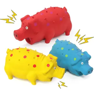 3-Pack Squeaky Pig Dog Toys, Rubber Pig Dog Toys for Small, Medium & Large Dogs, Durable Interactive Latex Squeaky Chew Toys
