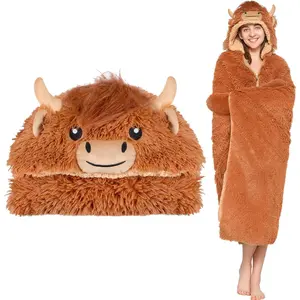 Highland Cow Wearable Blanket Hoodie for Women & ,  Soft Thick Plush & Faux  for Ultra Warmth, Cozy Throw Wrap With Giant Hood, Easy Movement, Highland Cow Gifts for Adults,