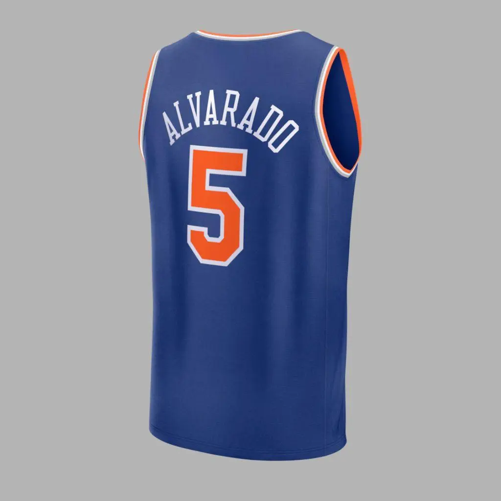 Jose Alvarado #5 Blue Basketball Jersey 2026 Full Logo – Breathable Mesh Fan Jersey for Men & Women