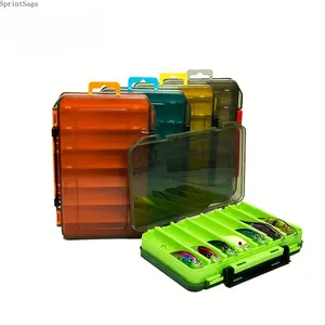 Double-Sided Tackle Box - 1Pc 14-Grid Fishing Lure Storage Organizer with Removable Dividers, Durable Compact Gear Holder for Bait, Hooks, Accessories for Anglers