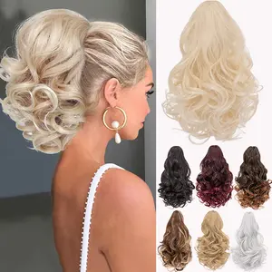 Short 14inch Claw Clip In Ponytail Hair Extensions Curly Wavy Pony Tails Hair Extensions For Women